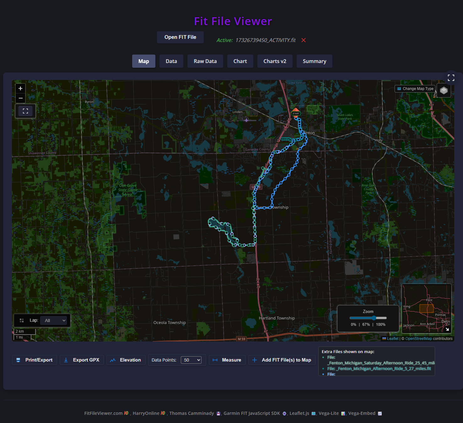 FitFileViewer map view screenshot